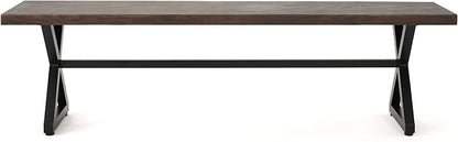 Christopher Knight Home Rolando Outdoor Aluminum Dining Bench with Steel Frame, Brown / Black