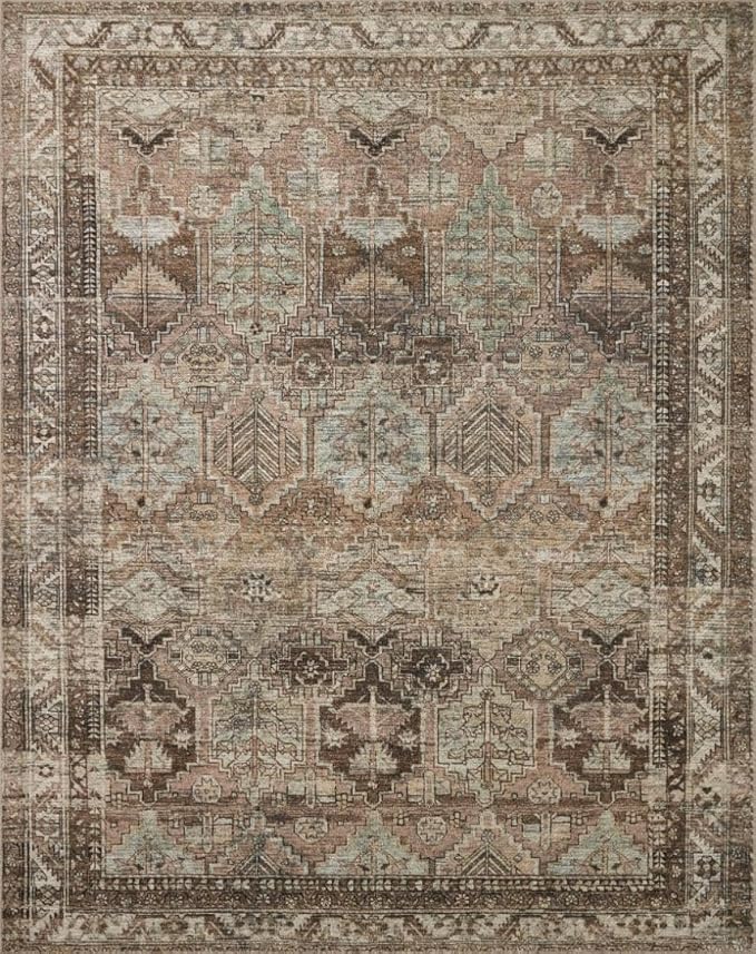 Loloi Amber Lewis Billie Collection, Clay & Sage 2'-6" x 9'-6" Area Rug – Antique & Distressed Accent Rugs for Living Room, Bedroom, Entryway & Hallway, No Shed High Traffic Area Home Decor Rug