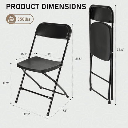 SEALAMB Plastic Folding Chairs 30 Pack, Black Commercial Portable Indoor/Outdoor Chairs for Home Office, Wedding, Events Parties with Steel Frame, 350lbs Capacity (Black-Plastic, 30 Pack)