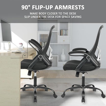 HYLONE Office Chair Ergonomic Desk Chair with Adjustable Armrests, Mesh Executive Chair, Home Office Computer Chairs for Long Hours(Black)