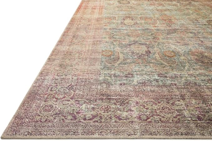 Loloi Amber Lewis Georgie Collection GER-03 Jade/Sunset 2'-6" x 7'-6", .19" Pile Height, Runner Rug