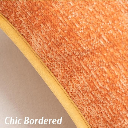 FUTEI Orange Chenille Throw Pillow Covers 12x20 Inch Set of 2,Soft Cozy Bound Edge Design Lumbar Pillow Cases,Home Decor for Couch Bed Living Room