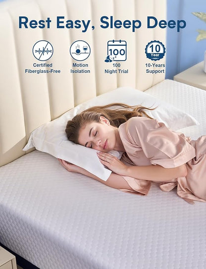Queen Mattress Firm, 12 Inch Cooling Gel Memory Foam Mattress, Back Pain Relief, Cooling Ice Silk Cover, Bed Mattress in Box, CertiPUR-US Certified
