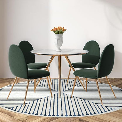 RUGGABLE x Jonathan Adler Machine Washable Modern Area Rug– Inkdrop Slate Blue 6 ft Round, Stain-Resistant, Non-Slip–Medium Rugs for Living Room, Bedroom, Hallway, Entryway & Office–with Standard Pad