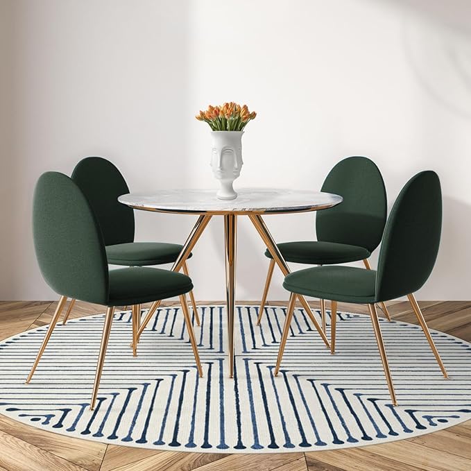 RUGGABLE x Jonathan Adler Machine Washable Area Rug – Inkdrop Slate Blue 6 ft Round, Stain-Resistant, Non-Slip – Medium Rugs for Living Room, Bedroom, Hallway, Entryway & Office–with Cushioned Pad