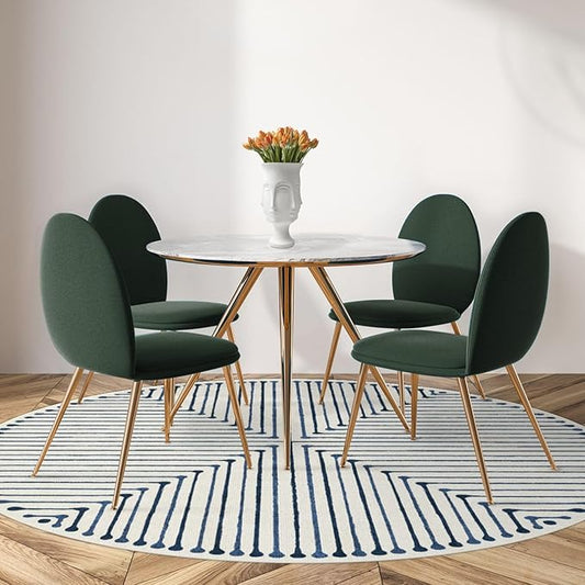 RUGGABLE x Jonathan Adler Machine Washable Area Rug – Inkdrop Slate Blue 6 ft Round, Stain-Resistant, Non-Slip – Medium Rugs for Living Room, Bedroom, Hallway, Entryway & Office–with Cushioned Pad