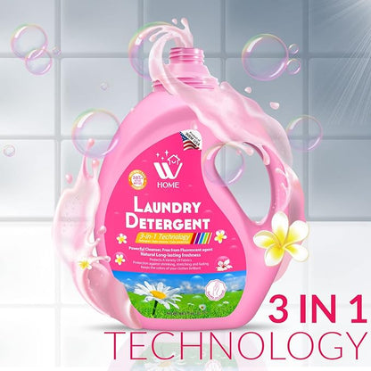 Liquid Laundry Detergent, 3-In-1 Effective Washing Technology, Highly Concentrated with Natural Floral Scent, Long-Lasting Freshness - 67.6 fl Oz, Pack-2