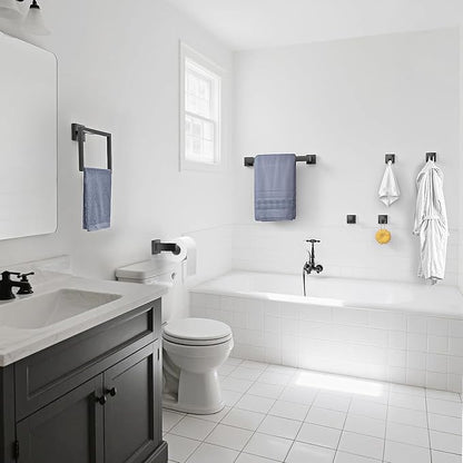 10-Pieces Towel Racks for Bathroom, Matte Black Bathroom Accessory Set, Stainless Steel Black Bathroom Accessories, SUS304 Stainless Steel Wall Mounted, Bath Towel Bar Set