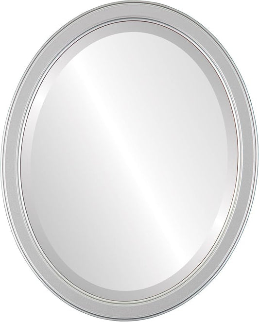 OVALCREST Oval Beveled Wall Mirror for Home Decor - Toronto Style - Silver Spray - 18" x 14"