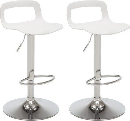 NOBPEINT Contemporary Chrome Air Lift Adjustable Swivel Bar Stool, Set of 4, White