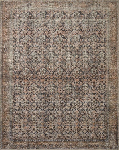 Loloi Amber Lewis Billie Collection, Ink & Salmon 2'-3" x 3'-9" Area Rug – Antique & Distressed Accent Rugs for Living Room, Bedroom, Entryway & Hallway, No Shed High Traffic Area Home Decor Rug