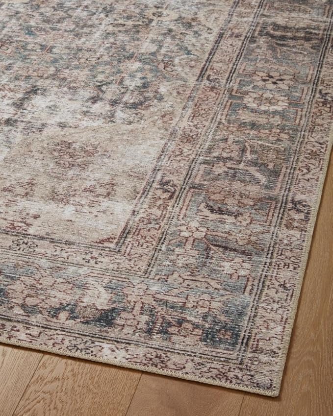 Loloi Amber Lewis Georgie Collection GER-08 Lagoon/Beige 7'-6" x 9'-6", .19" Pile Height, Area Rug