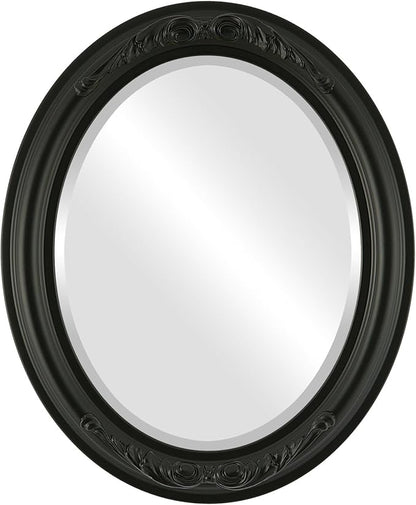OVALCREST Oval Beveled Wall Mirror for Home Decor - Florence Style - Matte Black - 32" x 26"