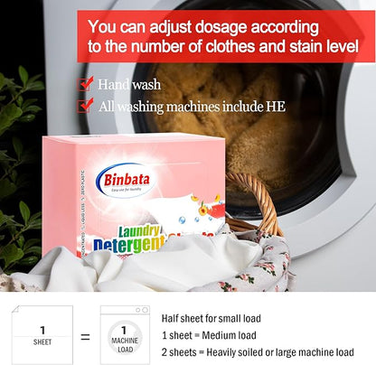 Laundry Detergent Sheets - Up To 128 Loads, Hypoallergenic, Eco-Friendly Peach Scent, Biodegradable, Plastic Free, Liquidless Laundry Sheets Suitable for Sensitive Skin