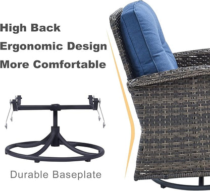 HUMMUH 9-Piece Outdoor Patio Furniture PE Wicker Patio Conversation Set,High Back Patio Couch with Ottomans Coffee Tables Outdoor Chairs for Backyard,Porch,Deck
