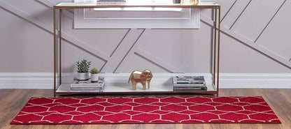 Unique Loom Trellis Frieze Collection Area Rug - Geometric (2' x 8' 8" Runner, Red/ Ivory)