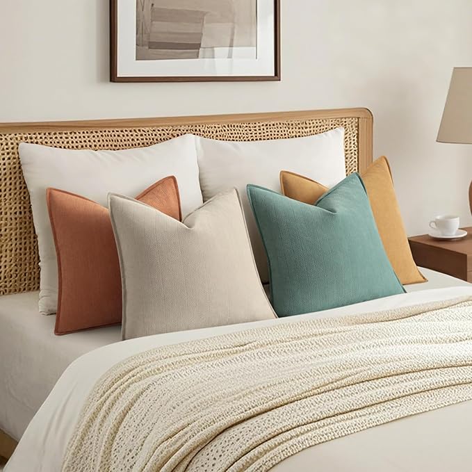 ZWJD Throw Pillow Covers 18x18 Set of 4 Chenille Pillow Covers with Elegant Design Soft and Luxurious Decorative Throw Pillows for Couch, Bed, and Home Decor