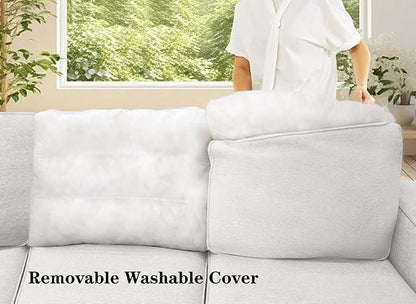Legend Vansen Modular Sectional Sofa U Shaped Couch with Ottoman Modern Reversible Corner Sectional Couch for Living Room (Cream, 2+3 with Ottoman)