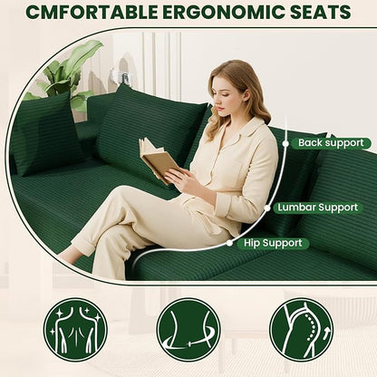 LEVELEVE 107" Cloud Sectional Couch with Deep Seat，Modern Modular Sofa with L-Shape Chaise，No Assembly Required, Upholstered Couches for Living Room Bedroom(Green,Right Facing Chaise)