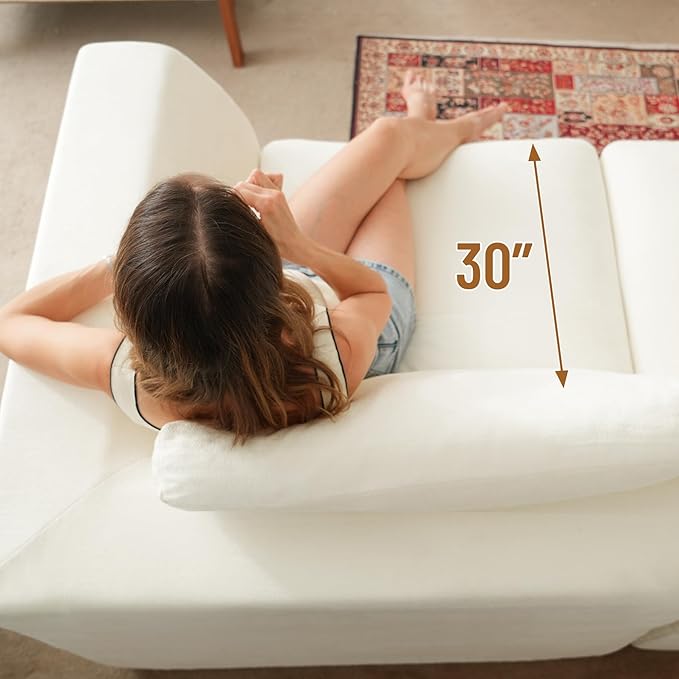 115" Cloud Boneless Sectional Couch, Deep Seat L Shaped Modular Couch with Ottoman, Oversized Upholstered Convertible 4 Seater Modular Sofa for Living Room,Beige Chenille