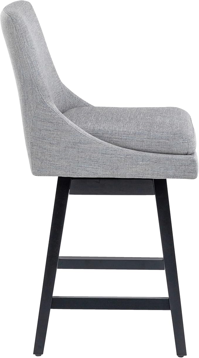Bar Stools Set of 4, 26 Inch Upholstered Barstools with 14.2" High Back and Footrest, Swivel Counter Height Barstools for Kitchen Island Home Bar Performance Fabric Gray