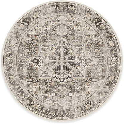 RUGGABLE Washable Vintage Area Rug – Kamran Hazel 8 ft Round, Stain-Resistant, Non-Slip – Large Machine Washable Rugs for Living Room, Bedroom, Hallway, Entryway & Office–with Standard Pad