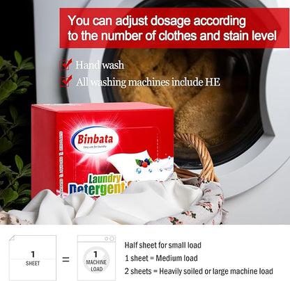 Laundry Detergent Sheets, Up To 128 Loads Berry Scent Hypoallergenic Eco-Friendly, Biodegradable Plastic Free Liquidless Laundry Sheets Suitable for Sensitive Skin