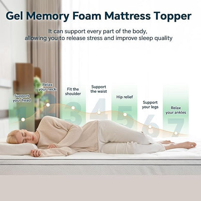 4 Inch Memory Foam Mattress Topper Small -Dual Layer 3 Inch Cooling Gel Memory Pad and 1 Inch Pillow Top Mattress Cover for Back Pain - 20" x 60" x 4"
