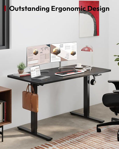 SANODESK Standing Desk Height Adjustable Electric Stand up Desk 63x24 Inches Sit Stand Home Office with Splice Board, Black Frame/Black Top