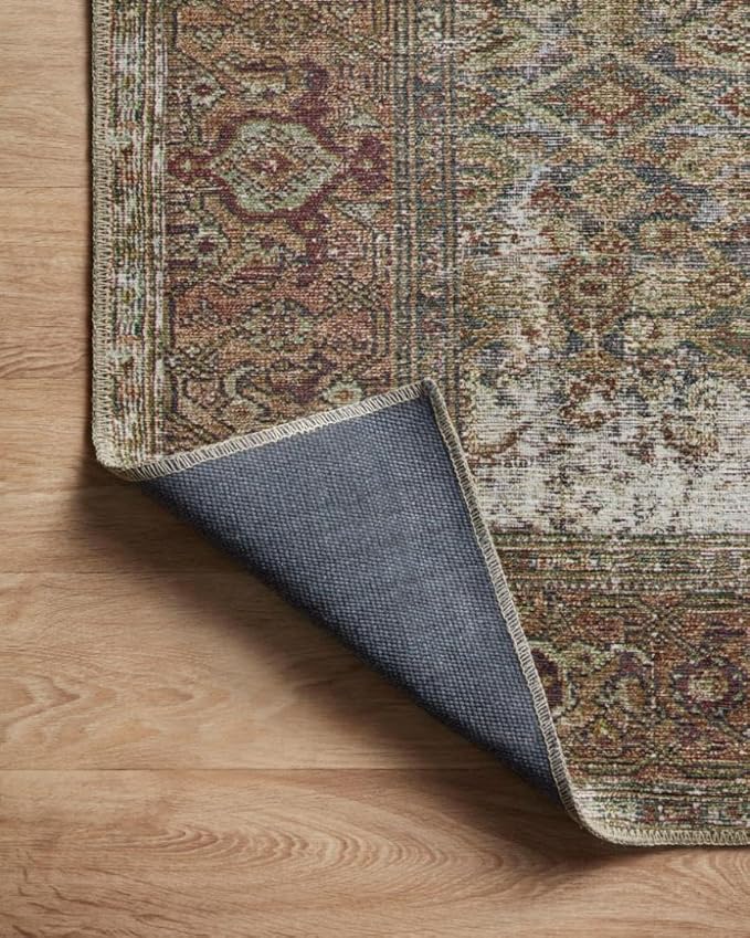 Loloi Amber Lewis Georgie Collection GER-07 Moss/Salmon 8'-4" x 11'-6", .19" Pile Height, Area Rug
