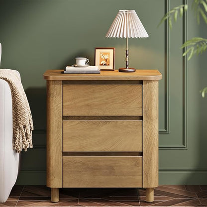 Tribesigns Modern Side Table with 3 Drawers for Living Room, 23.62" Wide Farmhouse End Table for Couch Sofa, Rustic Brown