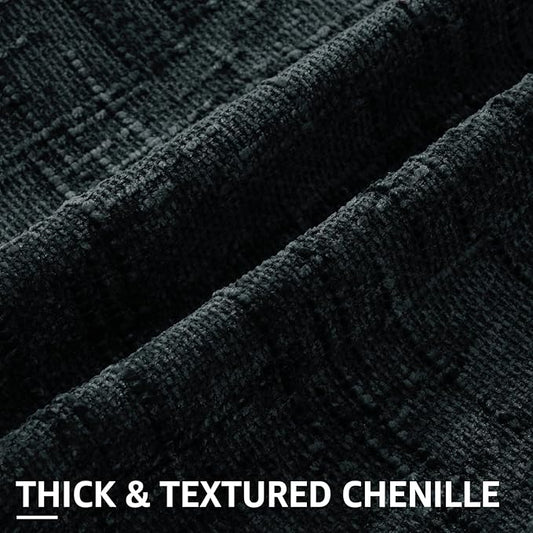decorUhome Black Chenille Throw Pillow Covers 12x20 Set of 2 Thick Textured Slubby Couch Pillow Covers Farmhouse Accent Modern Neutral Decorative Pillow Cases for Bed Sofa Living Room