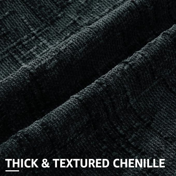 decorUhome Black Chenille Throw Pillow Covers 18x18 Set of 2 Thick Textured Slubby Couch Pillow Covers Farmhouse Accent Modern Neutral Decorative Pillow Cases for Bed Sofa Living Room