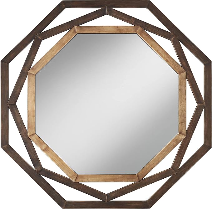 Uttermost Two-Tone Bronze 32" Openwork Octagonal Wall Mirror