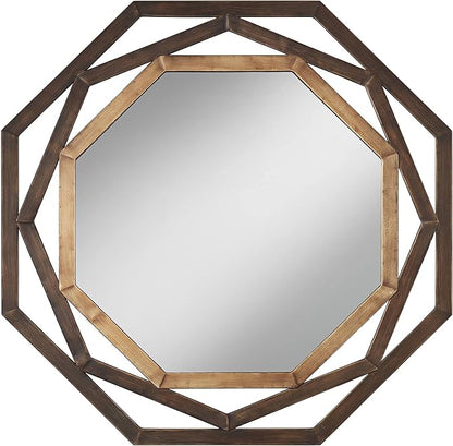 Uttermost Two-Tone Bronze 32" Openwork Octagonal Wall Mirror