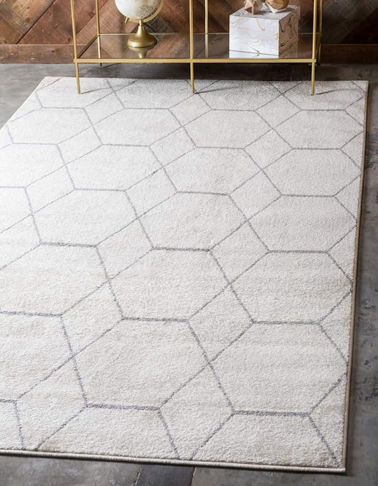 Unique Loom Trellis Frieze Collection Area Rug - Geometric (8' x 11', Ivory/ Gray)