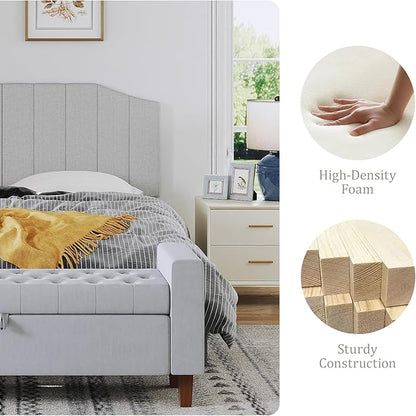 King Size Headboard Only, Linen Upholstered Headboard King/California King Size Wall Mount and Bed Frame Mount, Featuring High-Density Sponge Padding Easy Assembly Comfort Style-Linen Gray
