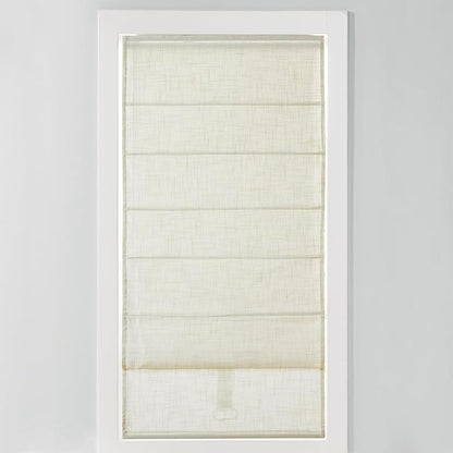 Madison Park Kyler Cordless Roman Shades - Single Panel, Lightweight Linen Blend Fabric, Natural Design, Easy Installation, Light Filtering Window Blind, Bedroom, Living Room Decor 31"W x 64"L Ivory