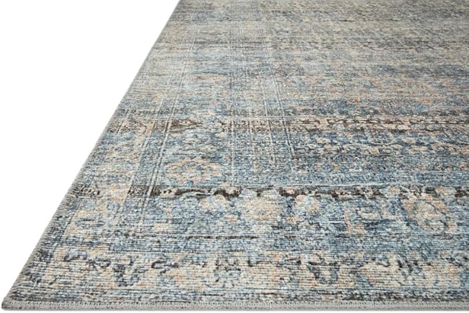 Loloi Amber Lewis Billie Collection BIL-05 Denim/Blush 7'-6" x 9'-6", 0.19" Thick Area Rug