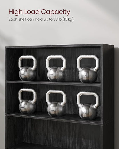 VASAGLE Custos Collection - Bookshelf, 5-Tier Bookcase, Book Shelf, Open Storage Shelf, 9.4 x 30 x 52.8 Inches, for Living Room, Home Office, Dinning Room, Ebony Black ULBC175T56