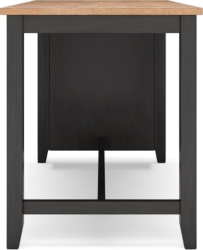 Signature Design by Ashley Gesthaven Contemporary Counter Height Dining Table with 3 Shelves and Trestle Base, Light Brown & Dark Brown