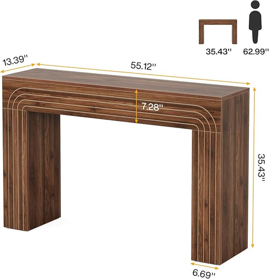 Tribesigns Farmhouse Console Table, 55-Inch Entryway Table with Heavy Duty Legs, Long Narrow Sofa Table Behind Couch, Wooden Accent Furniture for Hallway, Living Room, Entrance, Foyer (Walnut Brown)