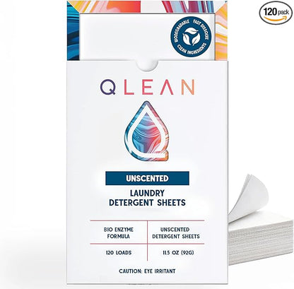 Laundry Detergent Sheets – Travel-Friendly, HE & Standard Washer Safe, Liquidless Laundry Soaps, Quick-Dissolving Formula, Skin-Friendly (120 Loads, Unscented)