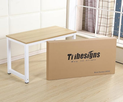 Tribesigns Computer Desk, 47 inch Modern Simple Office Desk Computer Table Study Writing Desk for Home Office, Light Walnut