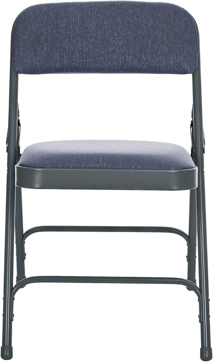 OEF Furnishings OEF2200 Series Heavy-Duty Premium Fabric Padded Upholstery Double-Hinged Folding Chairs (4-Pack, Midnight Blue)