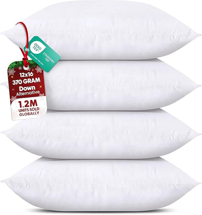 Utopia Bedding Throw Pillows (Set of 4, White), 12 x 16 Inches Pillows for Sofa, Bed and Couch Decorative Stuffer Pillow