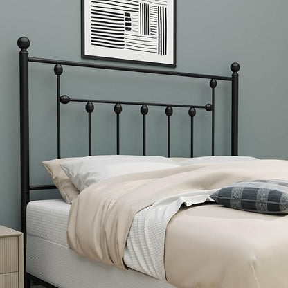 Victorian Metal Headboards, Adjustable Height Iron Frame, Rustic Farmhouse Style, Elegant and Durable Design, Easy Assembly, Universal Fit for Kids & Adults, King Size, Black Finish