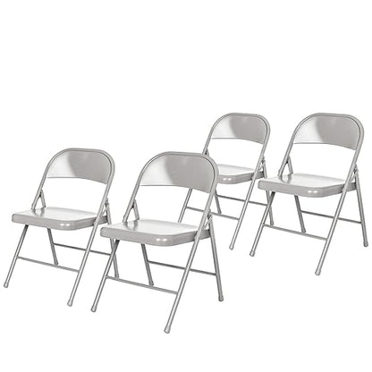 OEF Furnishings OEF900 Series Premium Lightweight All-Steel Folding Chairs (4-Pack, Gray)
