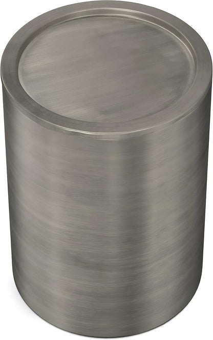 SIMPLIHOME Corbin Industrial 16 Inch Wide Metal Side Table in Antique Silver, Fully Assembled, For the Living Room and Bedroom