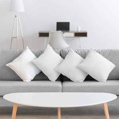 Acanva 20x20 Throw Pillow Inserts Set of 2, Premium Polyester Fiber Fill Square Sham Stuffer Cushion for Sofa, Bed, Couch and Chair, Machine Washable, White